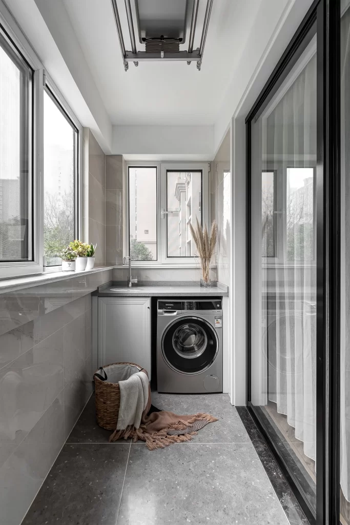 Laundry Room Modern Minimalist Neutral Grey White