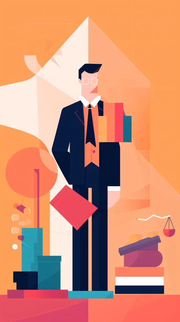 Lawyer Black Orange Abstract Vector Illustration
