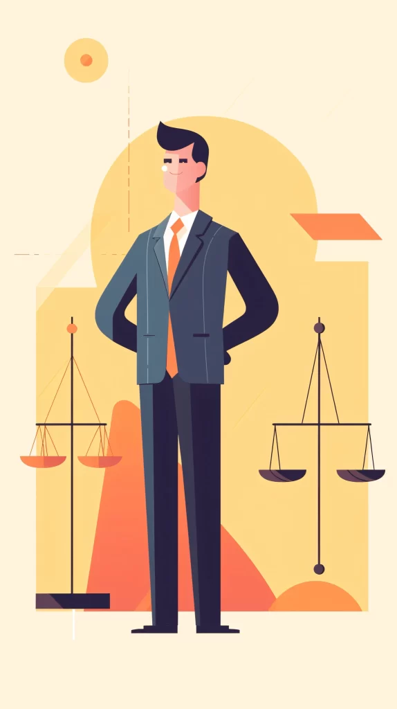 Lawyer Blue Orange Scales Flat Illustration