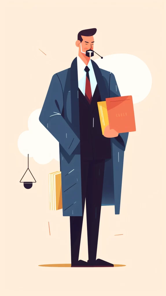 Lawyer Blue Red Tie Flat Illustration Modern