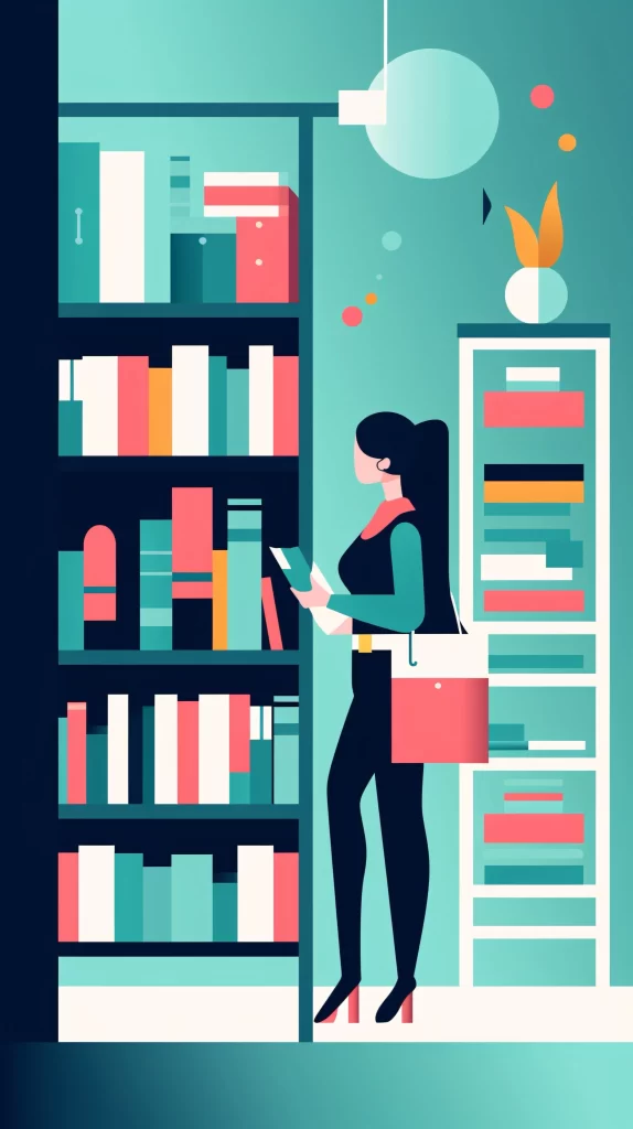 Librarian Green Books Modern Flat Illustration