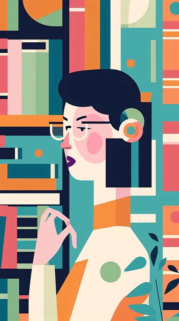 Librarian Multicolored Books Abstract Modern