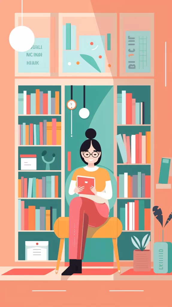 Librarian Orange Books Digital Tablet Flat Illustration