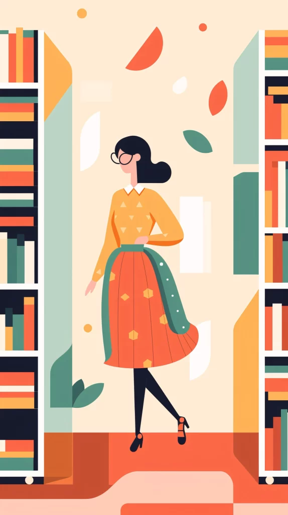 Librarian Orange Green Abstract Vector