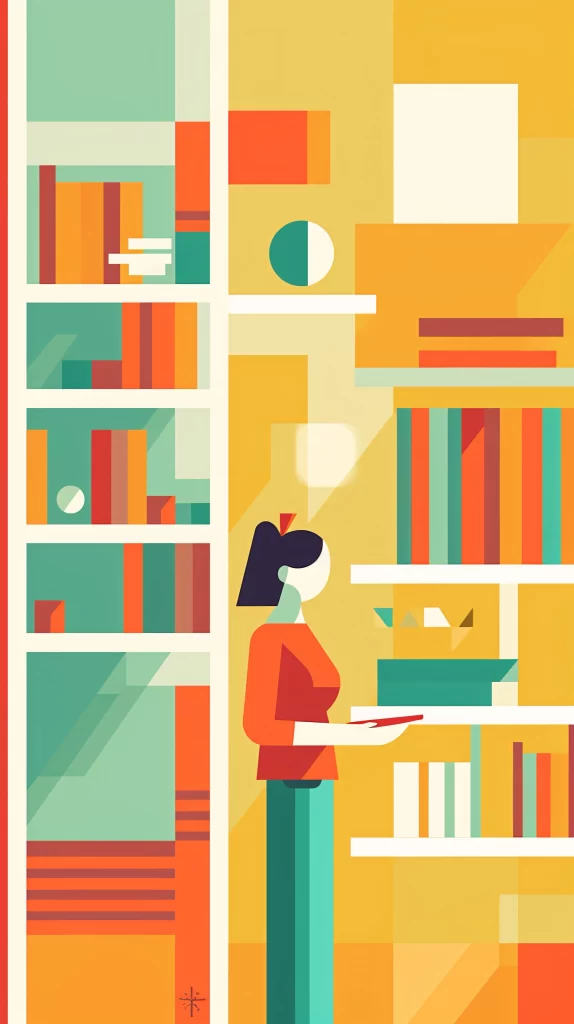 Librarian Orange Green Geometric Flat