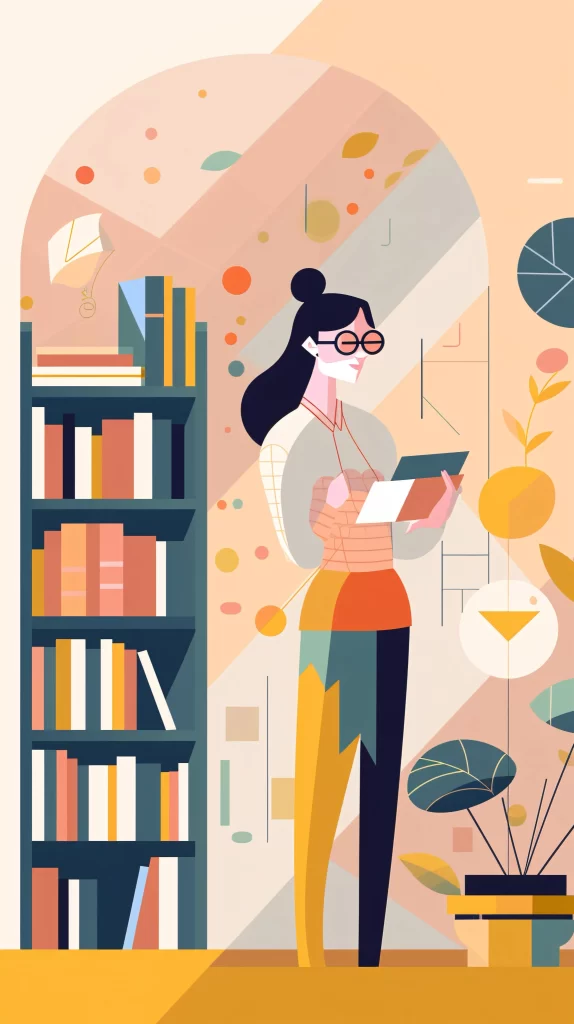 Librarian Pastel Books Abstract Modern