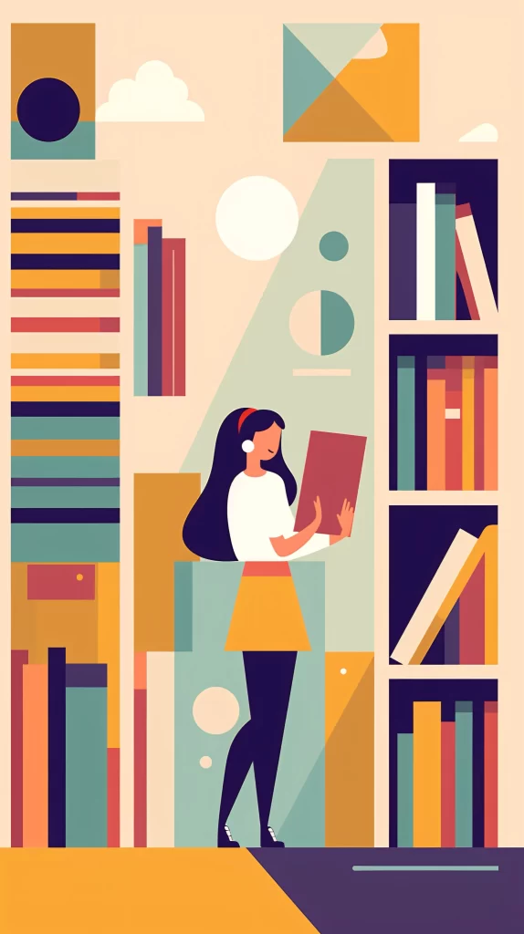 Librarian Yellow Orange Blue Abstract Modern