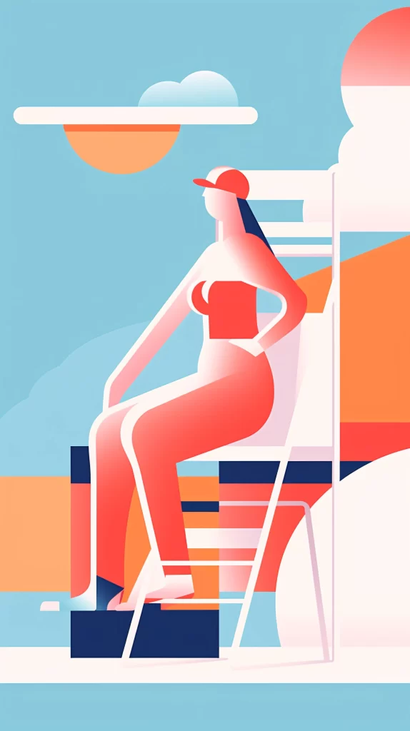 Lifeguard Red Cap Flat Illustration Modern
