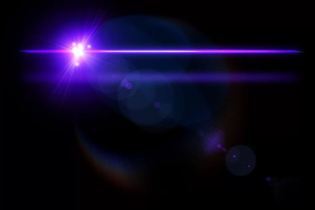 Light Beam Lens Flare Purple Glow Radiant Burst Dark Background
