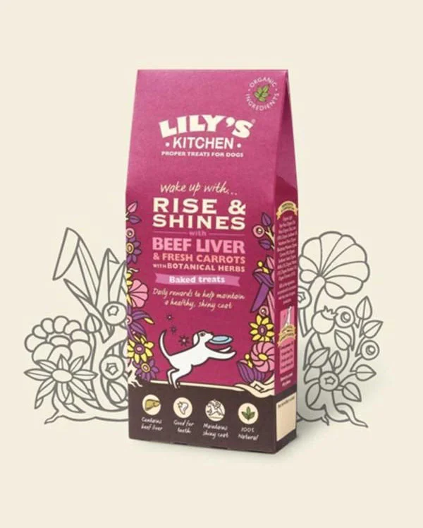 Lily’s Kitchen Dog Treats Beef Liver Carrots Botanical Herbs Colorful Illustration
