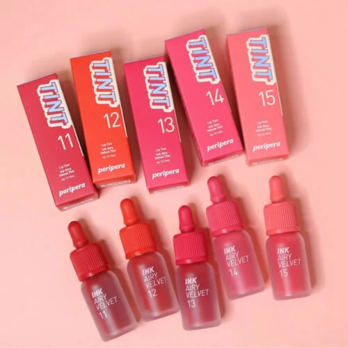 Lip Tint Bottles Red Pink Peripera Minimalist Design