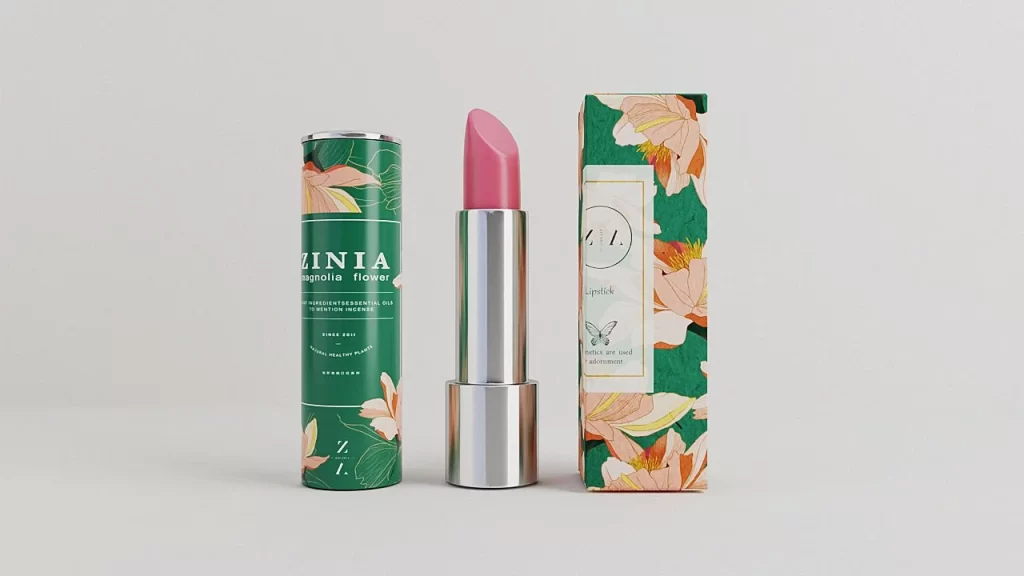 Lipstick Floral Green Pink Botanical Design