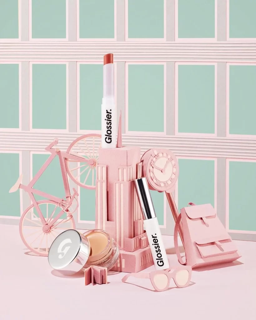 Lipstick Mascara Compact Powder Pink Mint Pastel Minimalist Design