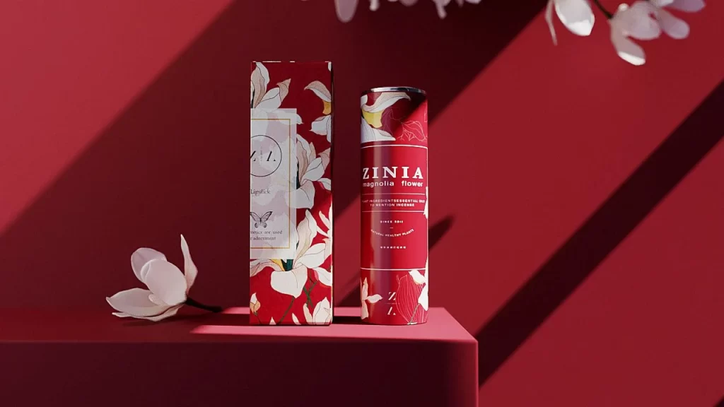 Lipstick Red Floral Elegant Packaging Design