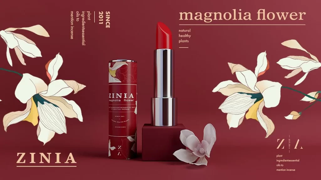 Lipstick Red White Floral Minimalist Design