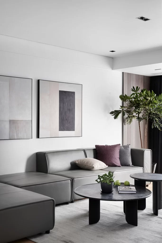Living Room Contemporary Grey Neutral Artistic Minimalist