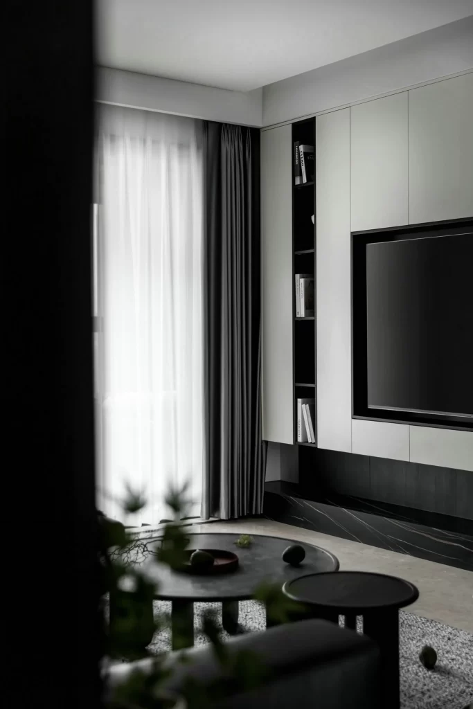 Living Room Contemporary Monochrome Neutral Black White