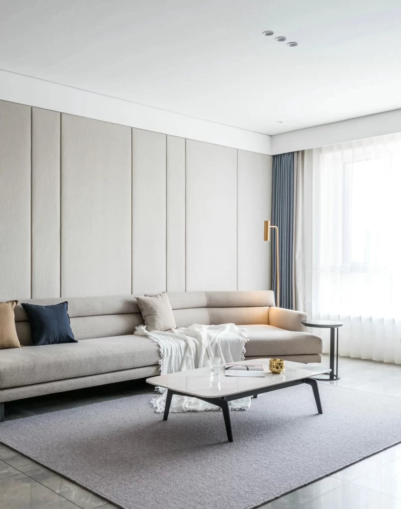 Living Room Contemporary Neutral Beige Soft Textures Minimalist