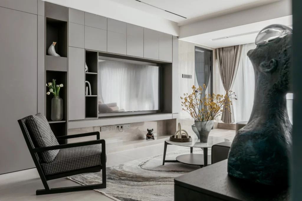 Living Room Contemporary Neutral Gray Minimalist Modern