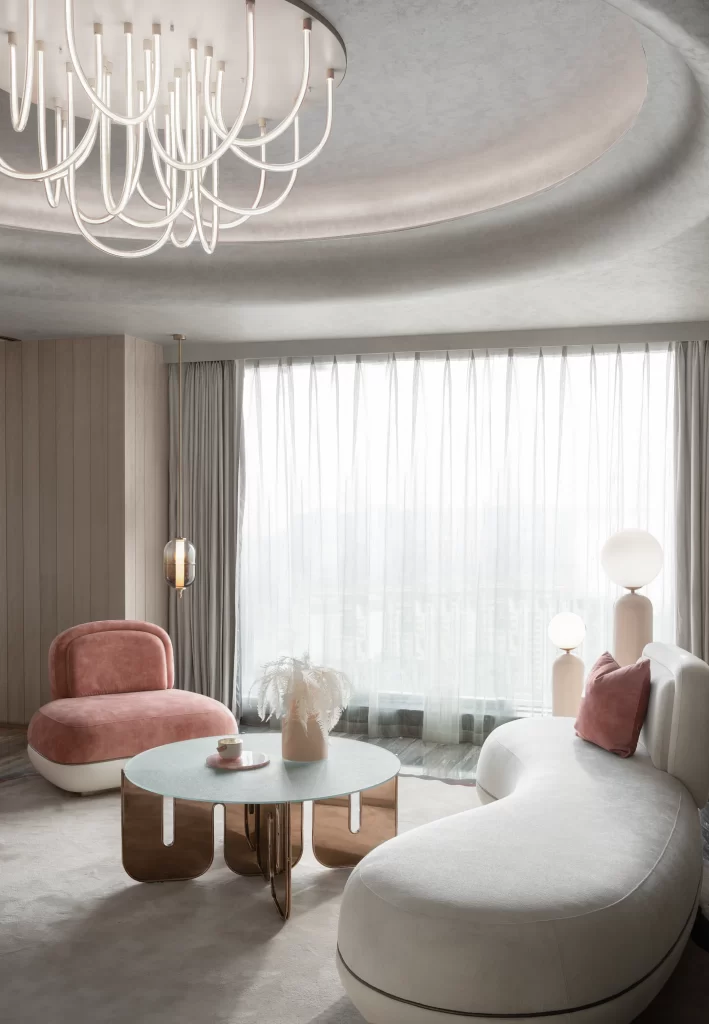 Living Room Contemporary Soft Pink Neutral Tones Modern Furniture