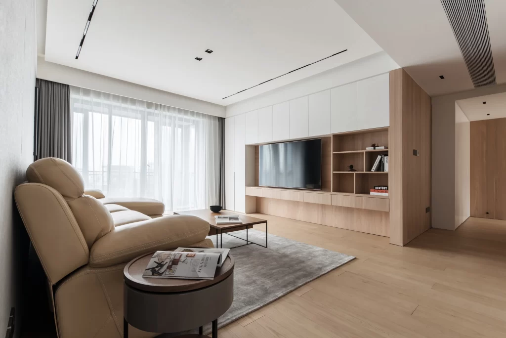 Living Room Modern Minimalist Beige Neutral Light Wood