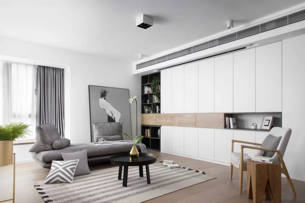 Living Room Scandinavian White Neutral Wood Accents