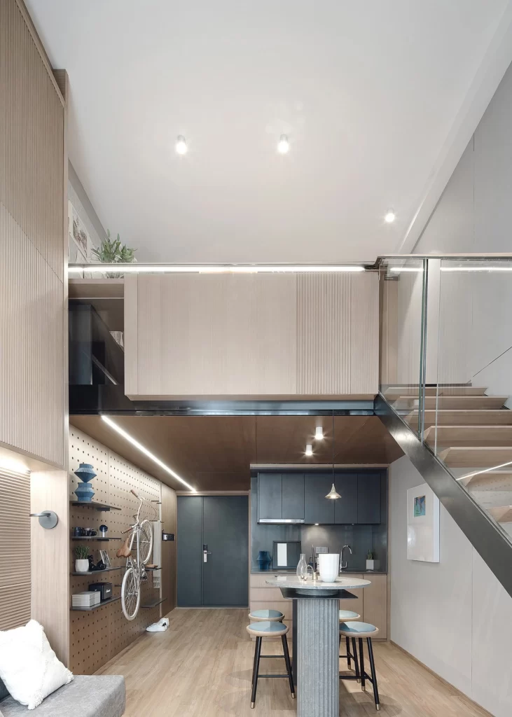 Loft Open Space Neutral Tones Wood Accents Industrial