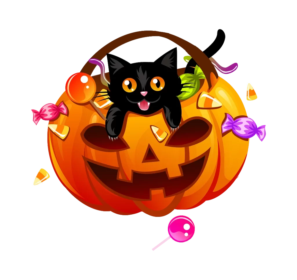 Lollipop Wrapped Candy Corn Black Cat Pumpkin