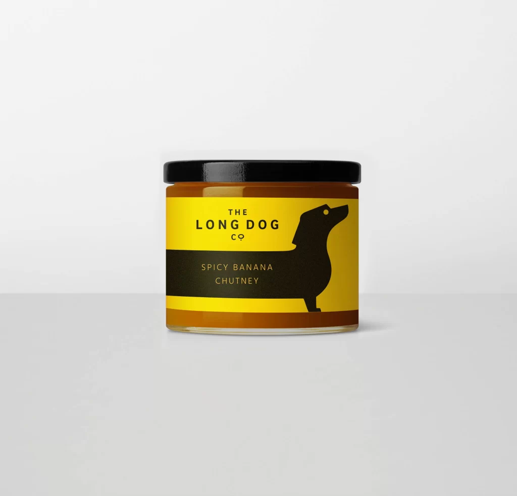 LongDog Co. Chutney Spicy Banana Yellow Black Silhouette