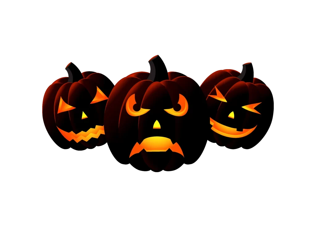 low-poly orange black carved face glowing