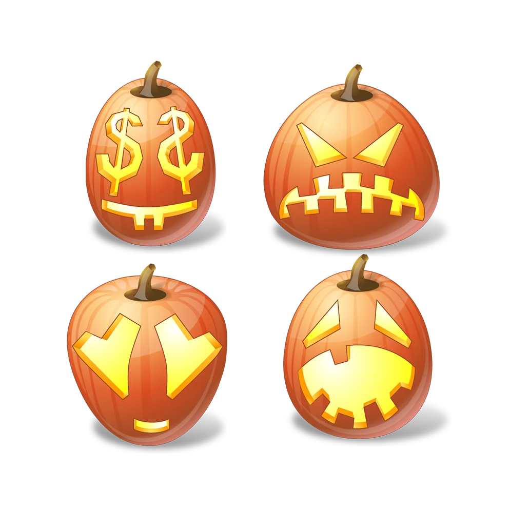 low-poly orange black glowing carved face stem golden