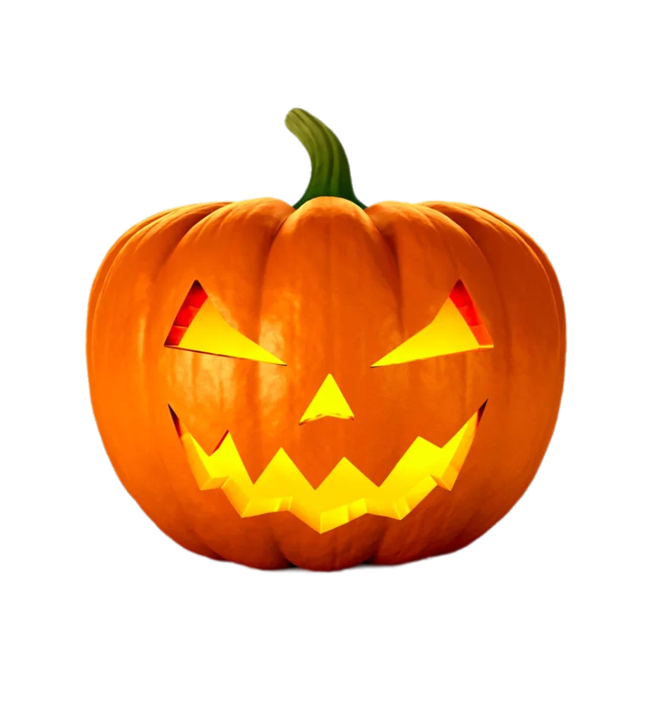 low-poly orange glowing carved face stem