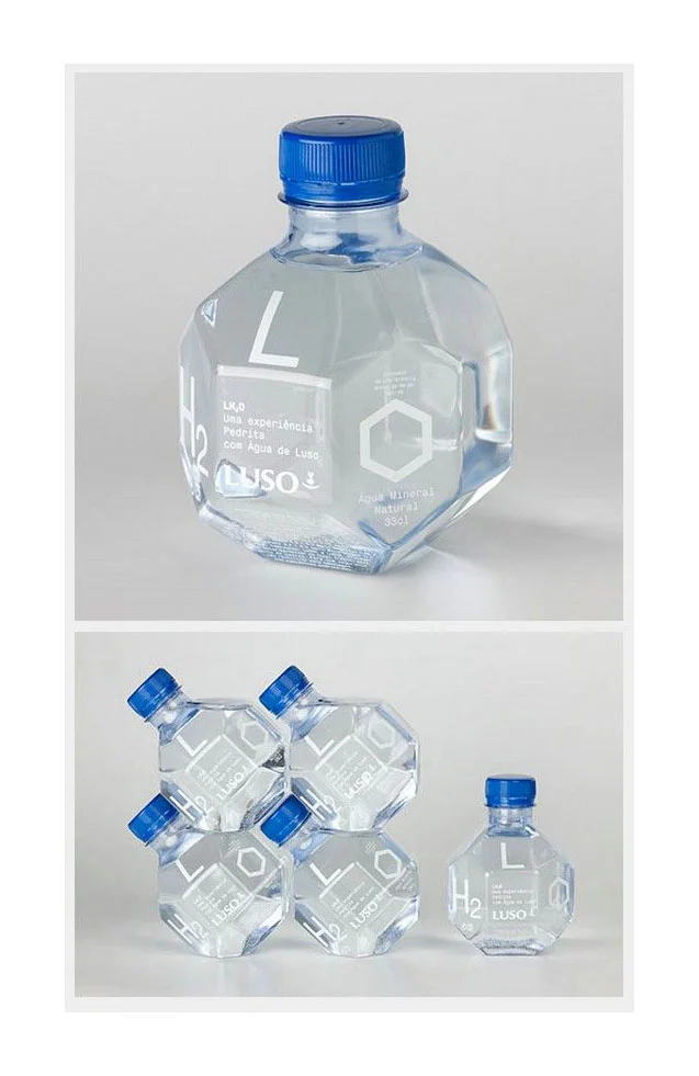 Luso Water Mineral Blue Bottle Geometric Design
