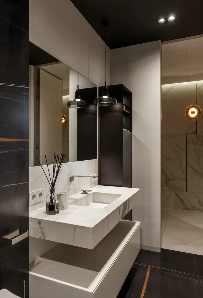 Luxury Bathroom Marble Black White Minimalist