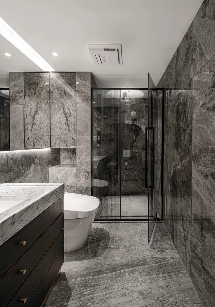 Luxury Bathroom Marble Monochrome Glass Door