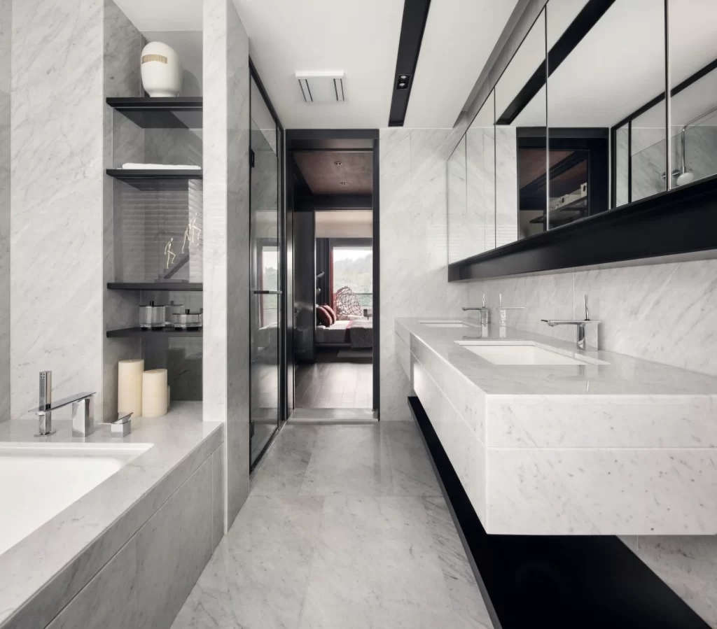 Luxury Bathroom Marble Monochrome Sleek Modern Minimalist