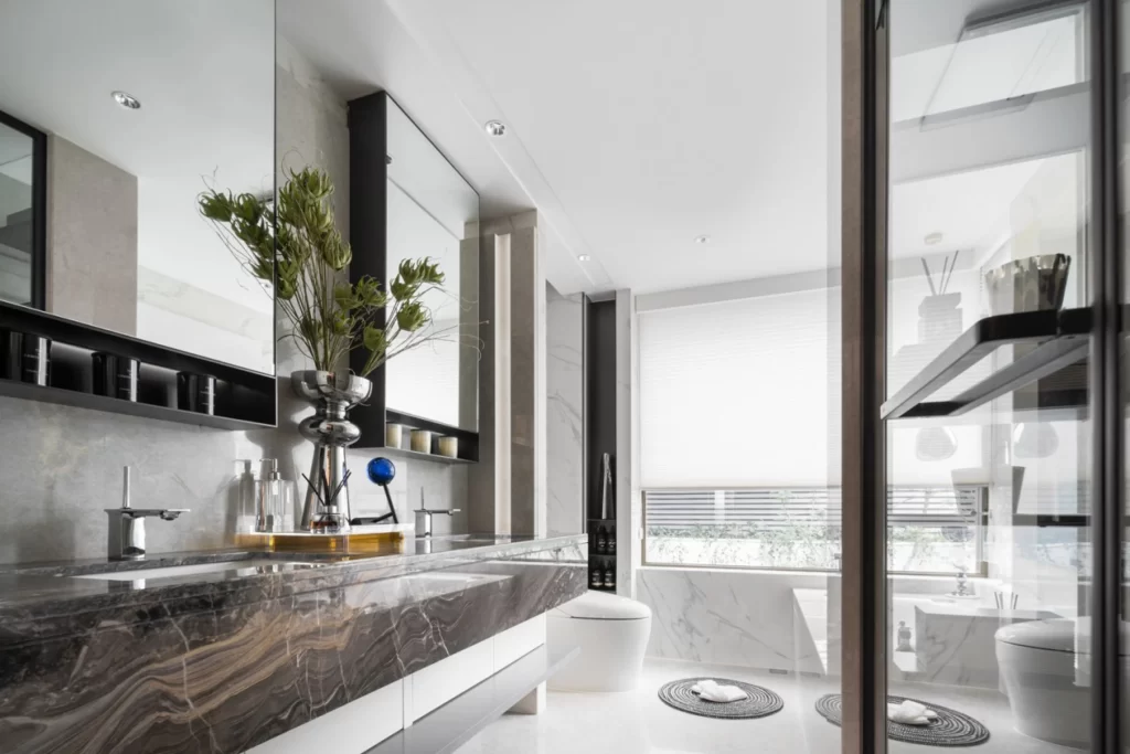 Luxury Bathroom Marble Neutral Glass Modern