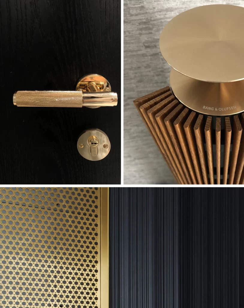 Luxury Contemporary Black Gold Wood Metal