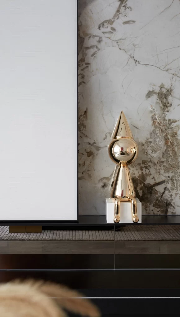 Luxury Contemporary Living Space Neutral Marble Gold Accents