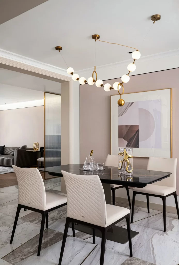 Luxury Dining Room Gold White Black Marble