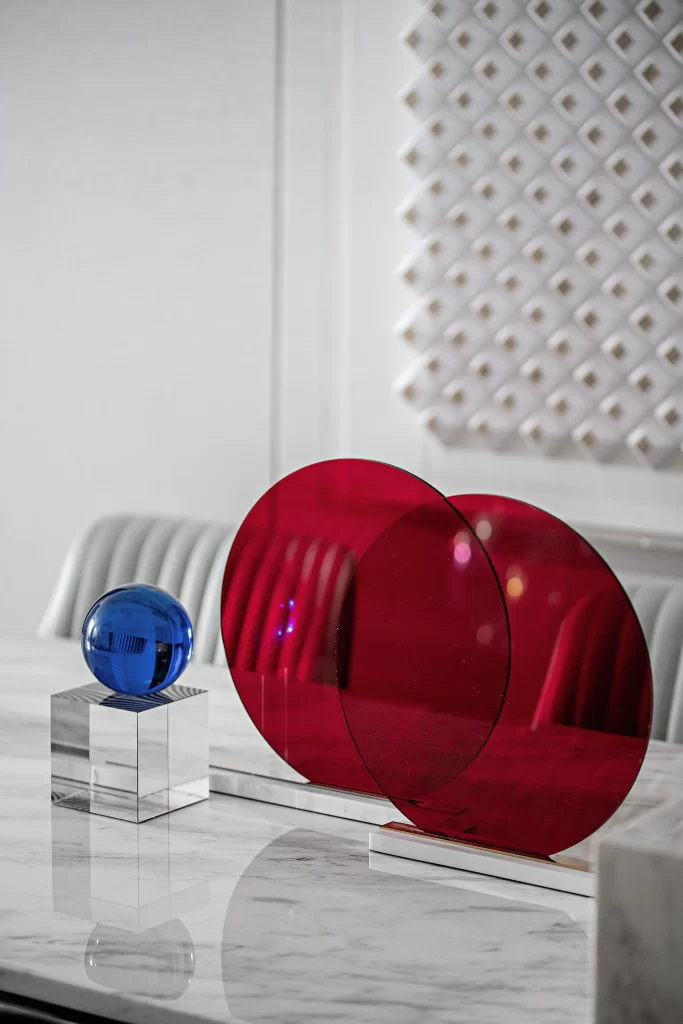 Luxury Dining Room Red Blue White Marble