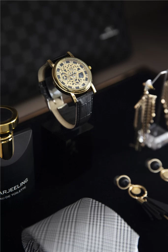 Luxury Elegance Gold Black Leather Accessories