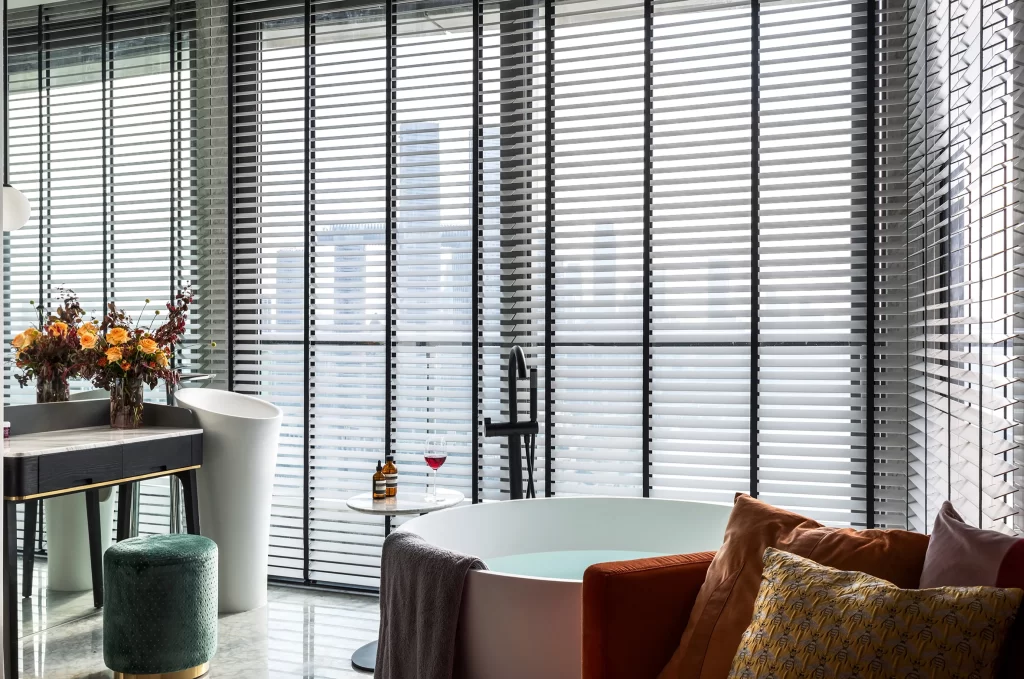 Luxury Hotel Suite Modern Minimalist Neutral Tones Large Windows
