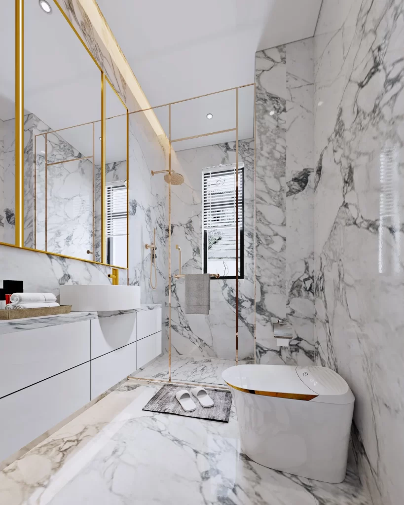 Luxury Modern Bathroom Marble Gold Accents