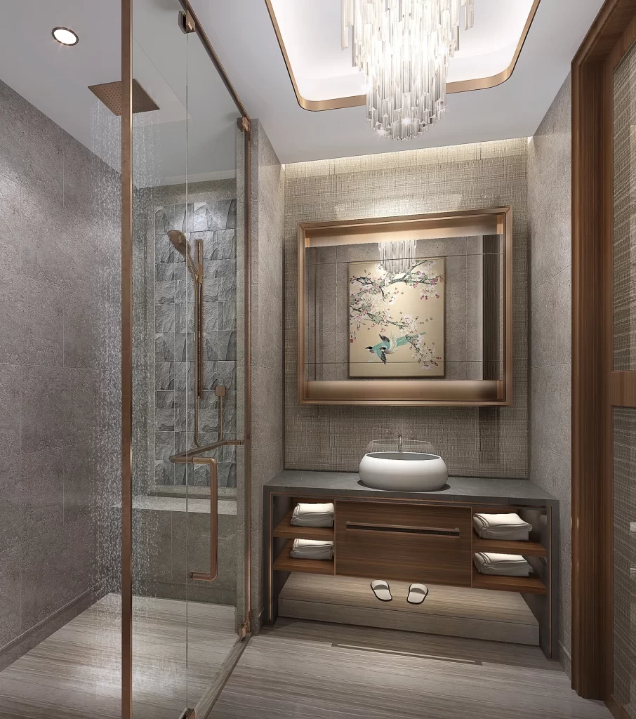 Luxury Modern Bathroom Neutral Bronze Accents