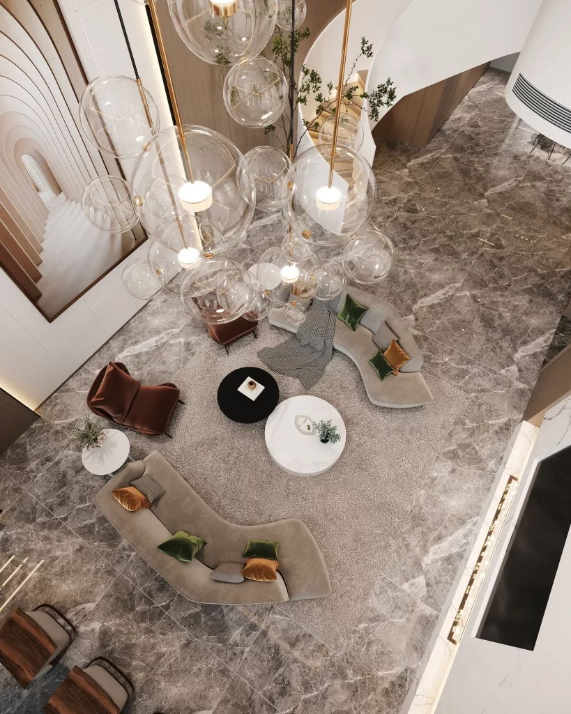 Luxury Modern Living Room Neutral Marble Glass