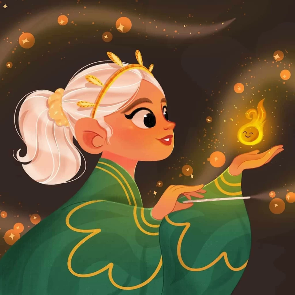 Magical Girl Fire Wand Crown Sparkles Eleonore Pelluau