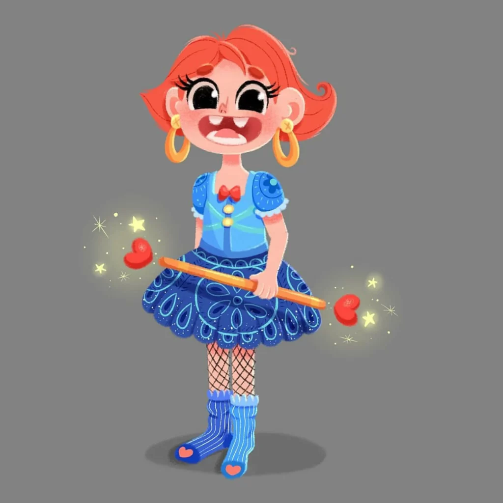 Magical Girl Wand Sparkles Heart Blue Dress Eleonore Pelluau