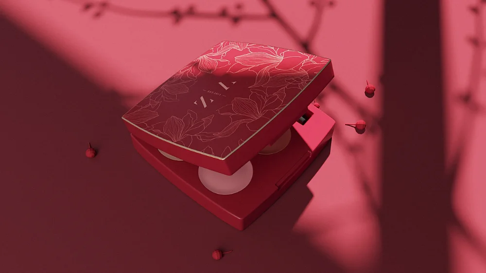 Makeup Palette Red Floral Elegant Minimalist Design