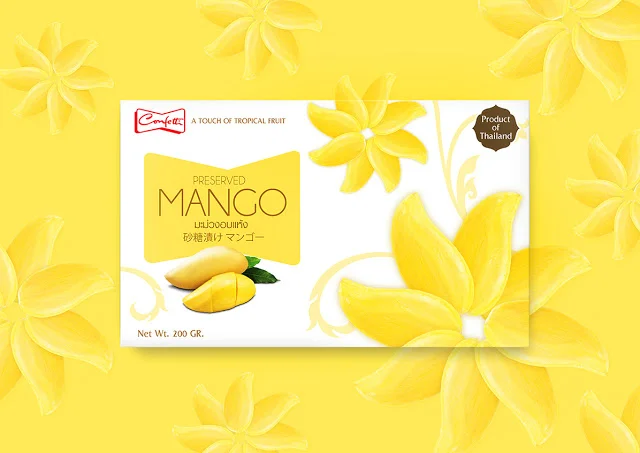 Mango Preserved Tropical Fruit Yellow Floral Packaging Design